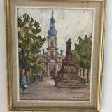Tableau huile sur carton  signé C.Quillet
