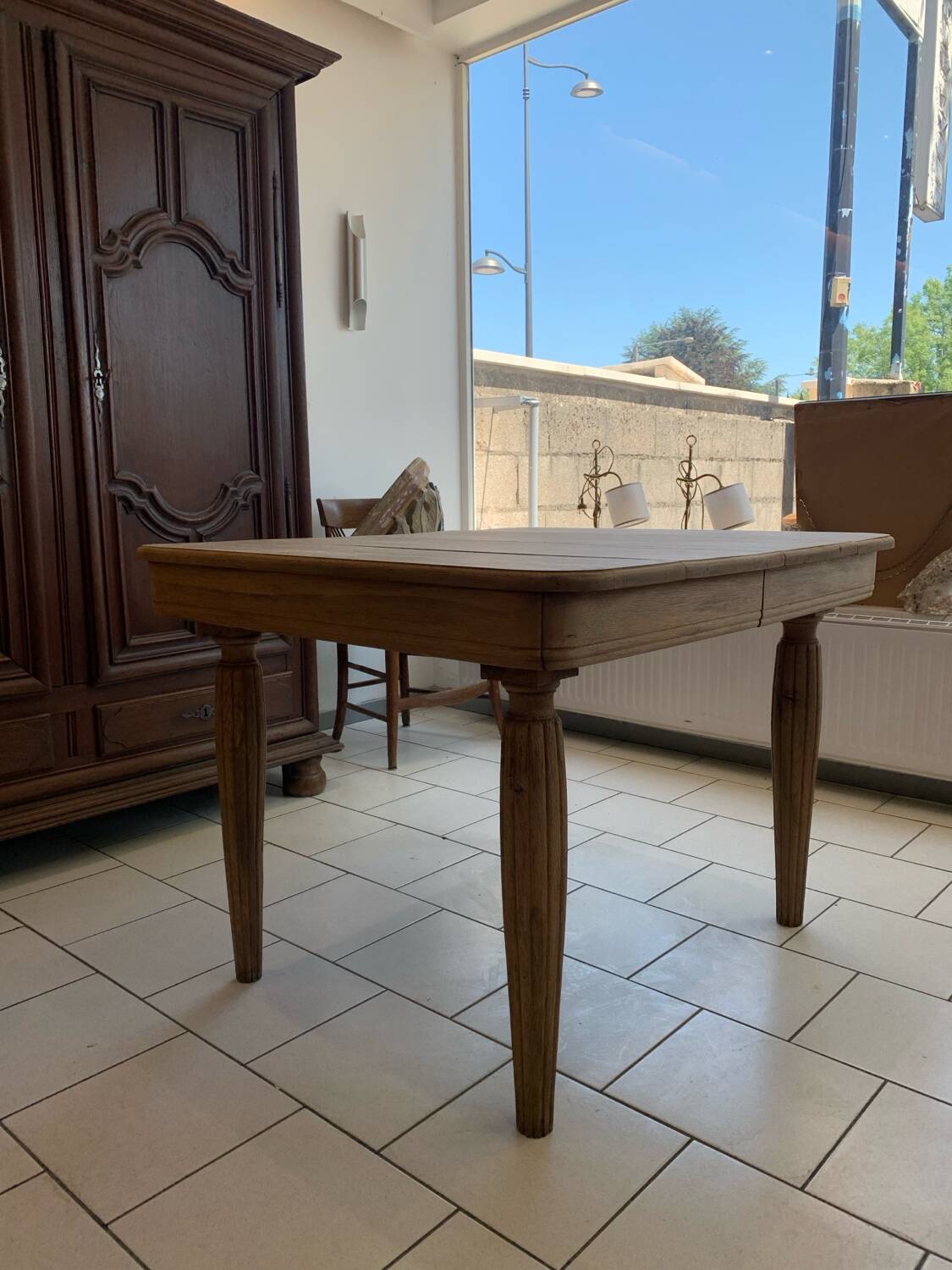 Art Deco Raw Solid Oak Table