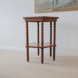 Antique octagonal bobbin side table, Belgium, 1940s