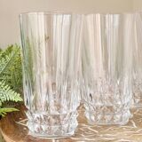 Set of 6 high crystal glasses with diamond tips