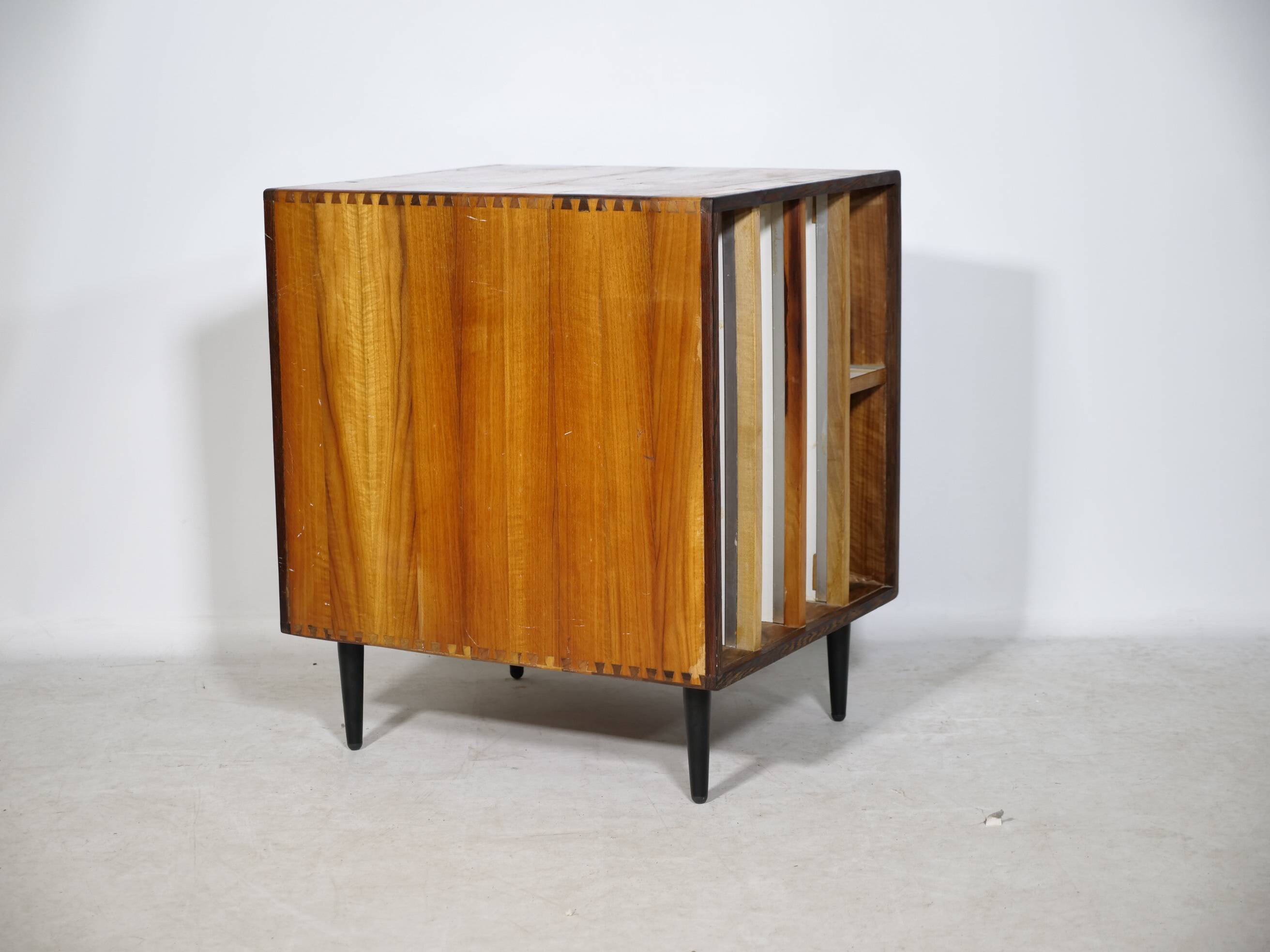Mid-Century Solid Cherry Document LP Vinyl Cabinet, Unique Piece, 1960s