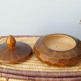 Faceted carved wooden box, vintage