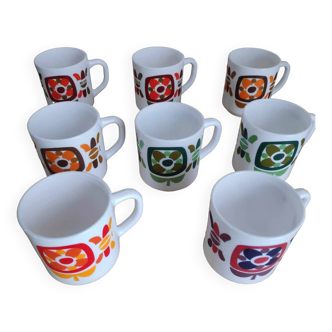 Set of 8 Arcopal Mobil mugs