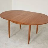 Round extending table, light oak, East Germany, 1960s