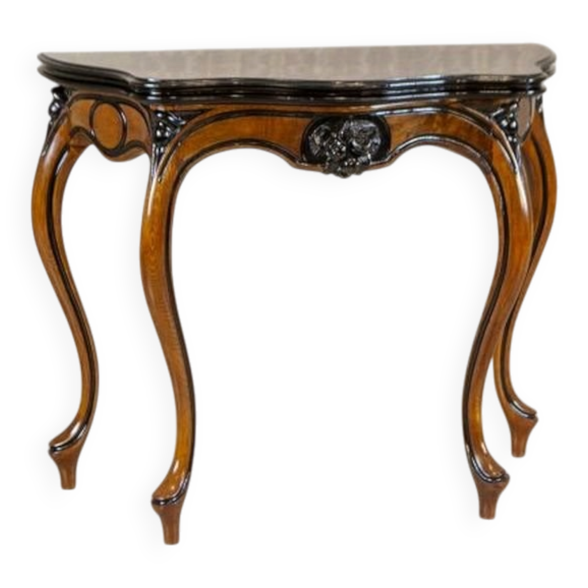 Walnut Wood & Veneer Card Table, Late 19th Century