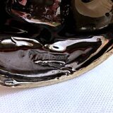 Vintage artisanal two-tone earthenware candle holder Vallauris France