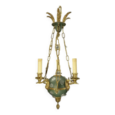 3-light chandelier with swan heads, Empire style - bronze & glass