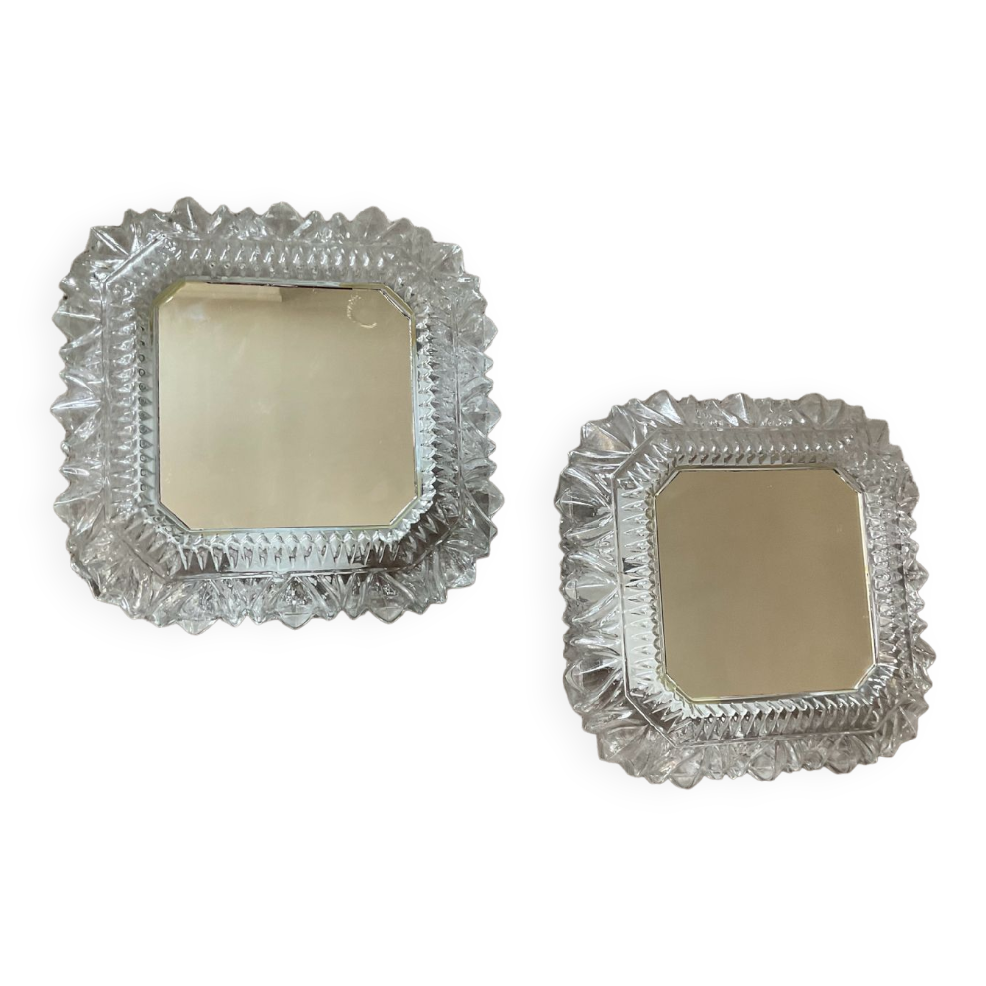 Paire d’appliques vintage des années 70 en verre moulé