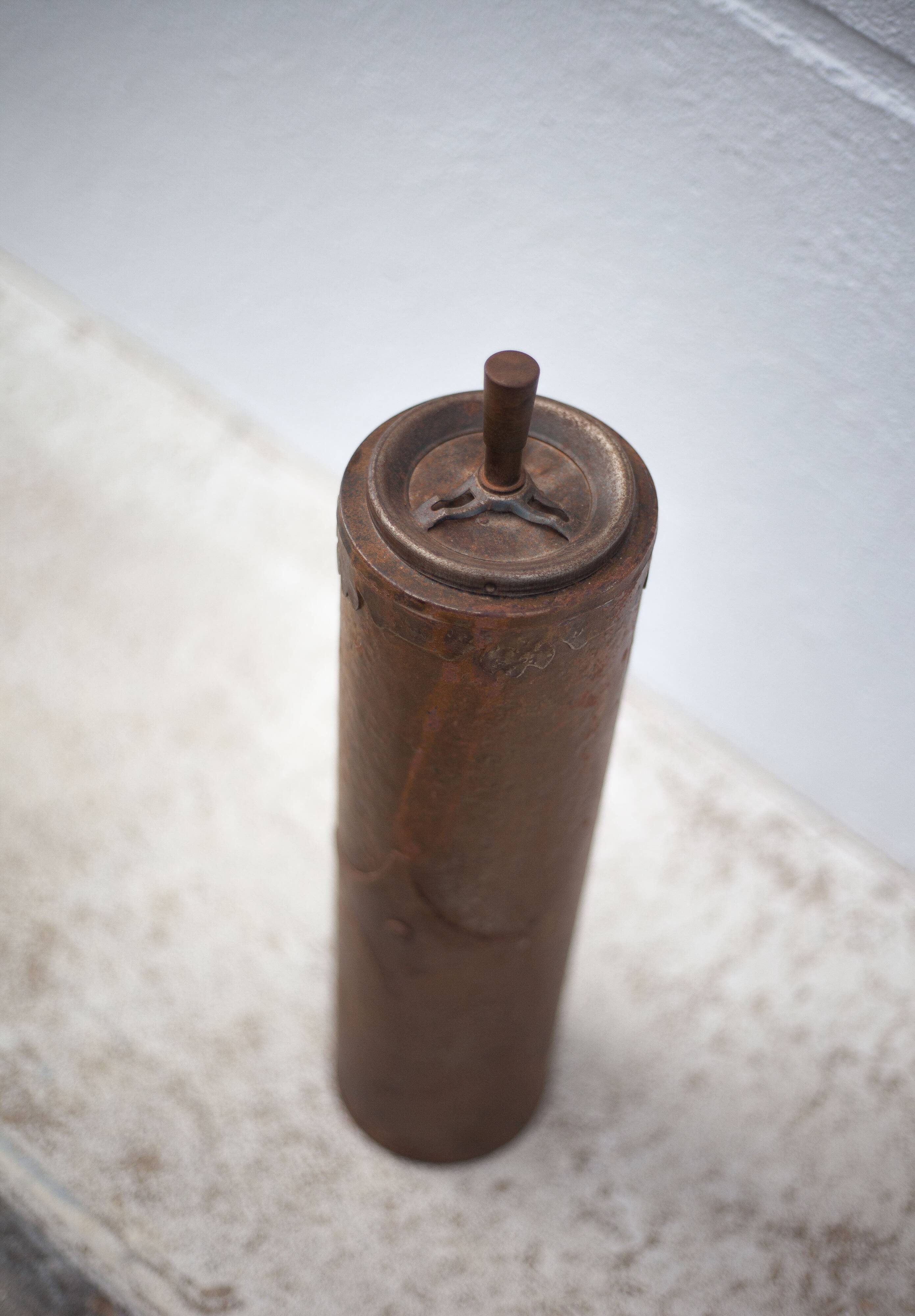 Vintage standing ashtray, push ashtray, brutalist ashtray, metal ashtray, end of sofa