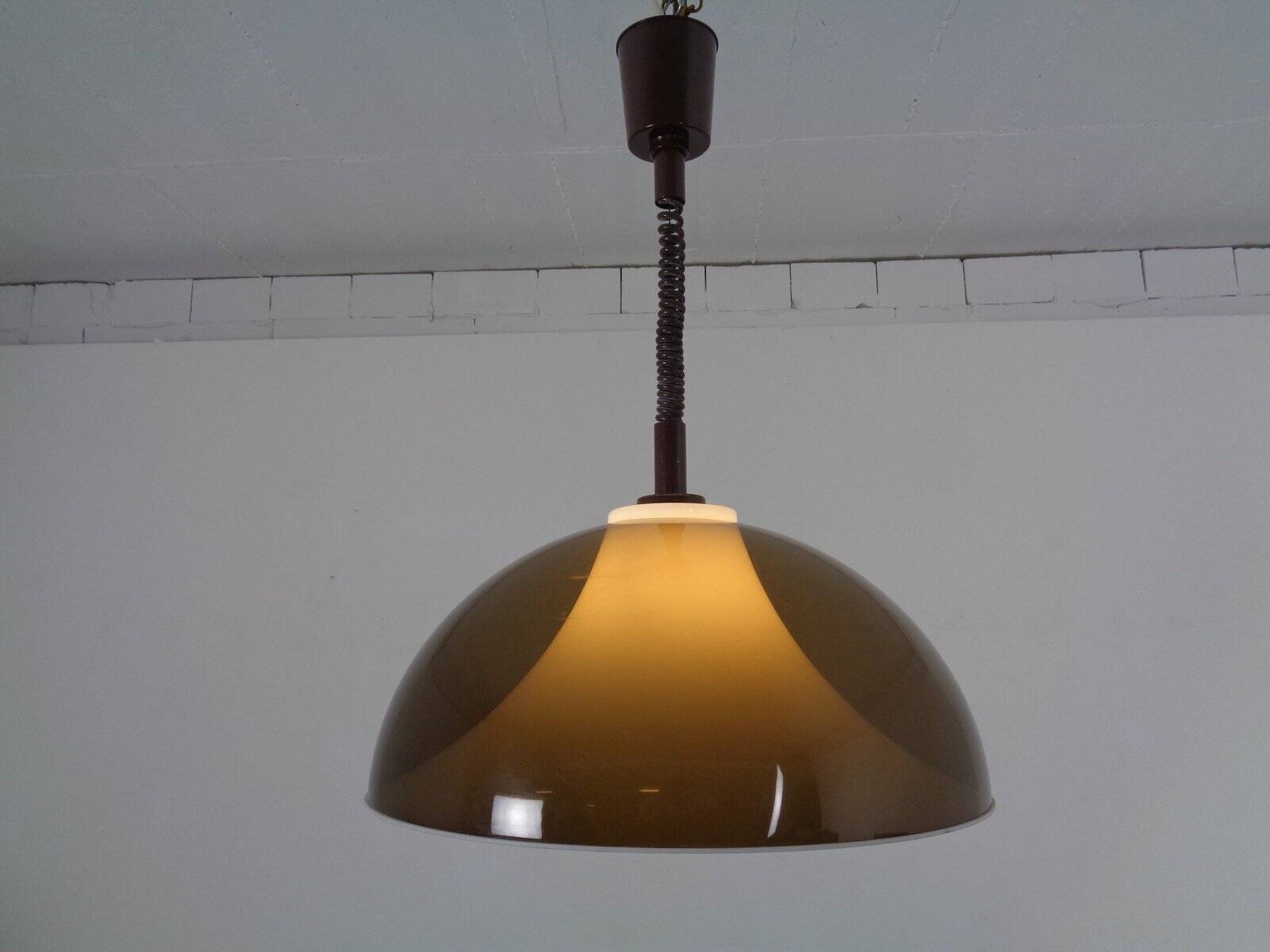 Ceiling lamp in brown and white plastic from Stilux Milano, 1960s