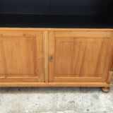 Large waxed pine bookcase with two doors