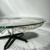 Italian rotating glass and metal coffee table designed for Prada, 1990s.