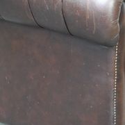 English Chesterfield 2.5 seater sofa in dark brown flamed cowhide leather