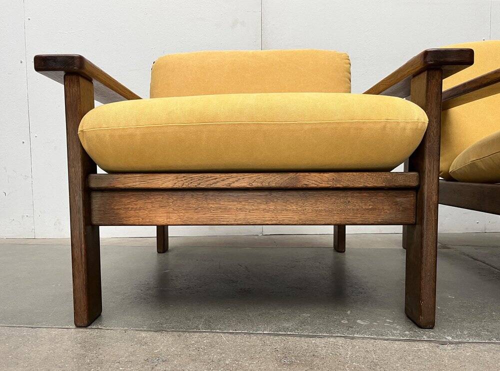 Vintage brutalist lounge chair set, 1960s