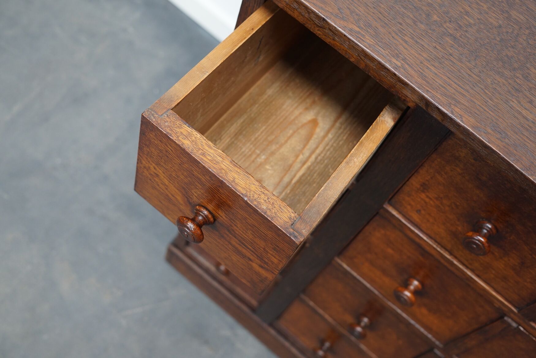 English Oak Apothecary Cabinet Cabinet, Early 20th Century