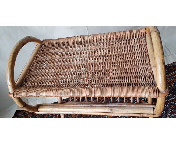 Porte revue osier et rotin, années 60