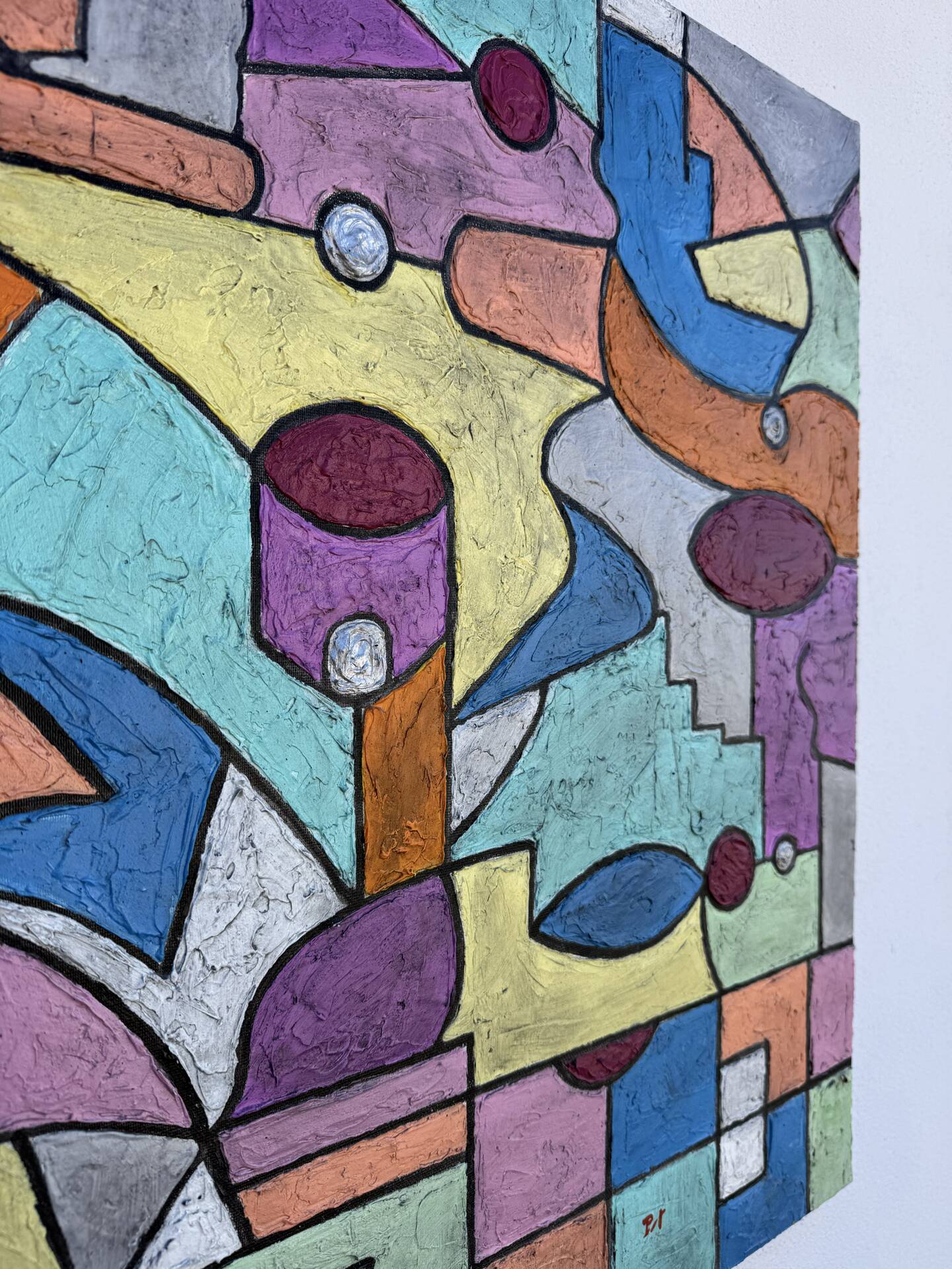 Abstract geometric coloured painting