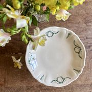 Compote dish or antique footed plate in ironstone - Villey de Longc