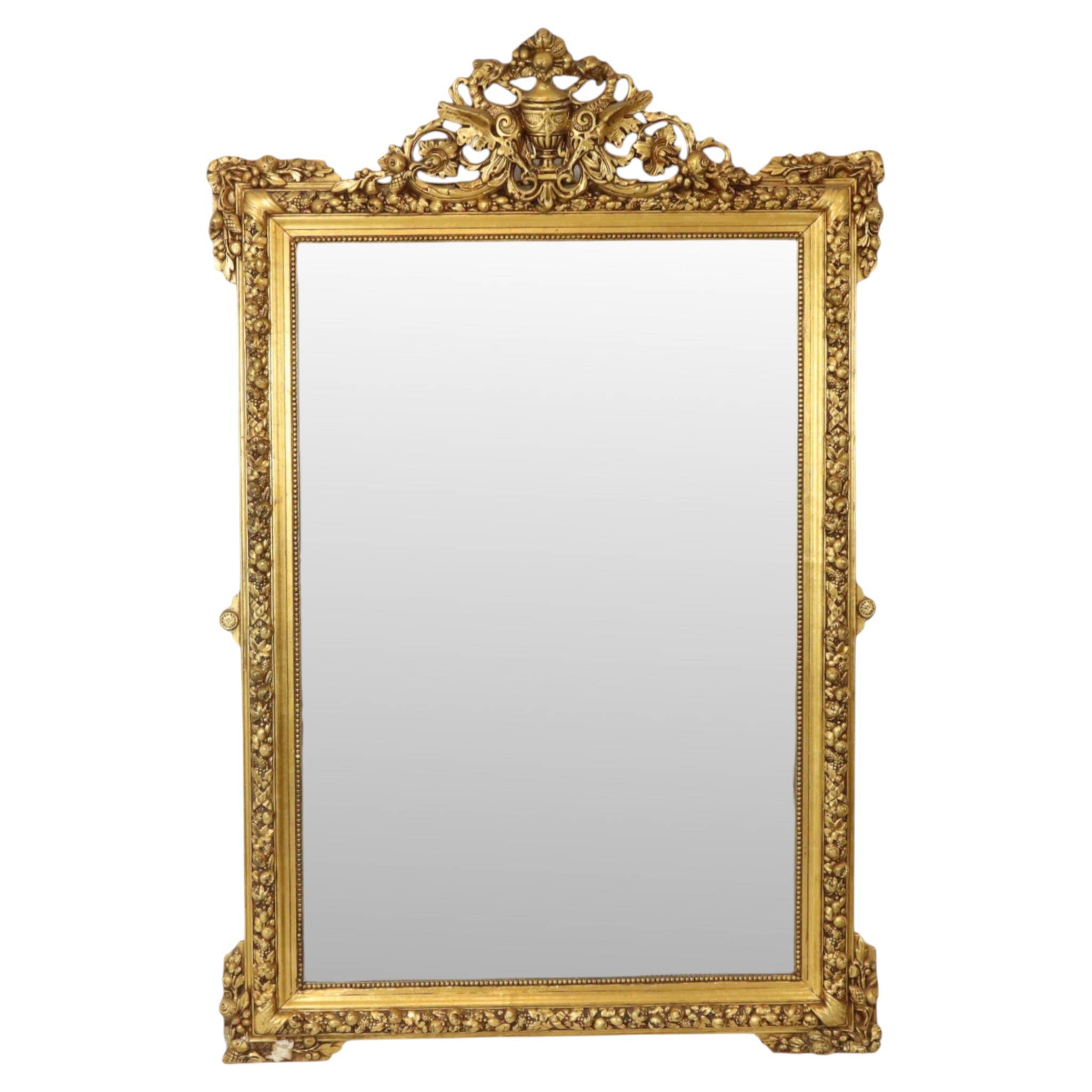 Miroir biseauté doré français antique XL