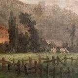 Old animated landscape painting from the 19th century