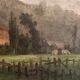 Tableau ancien paysage animé XIXe