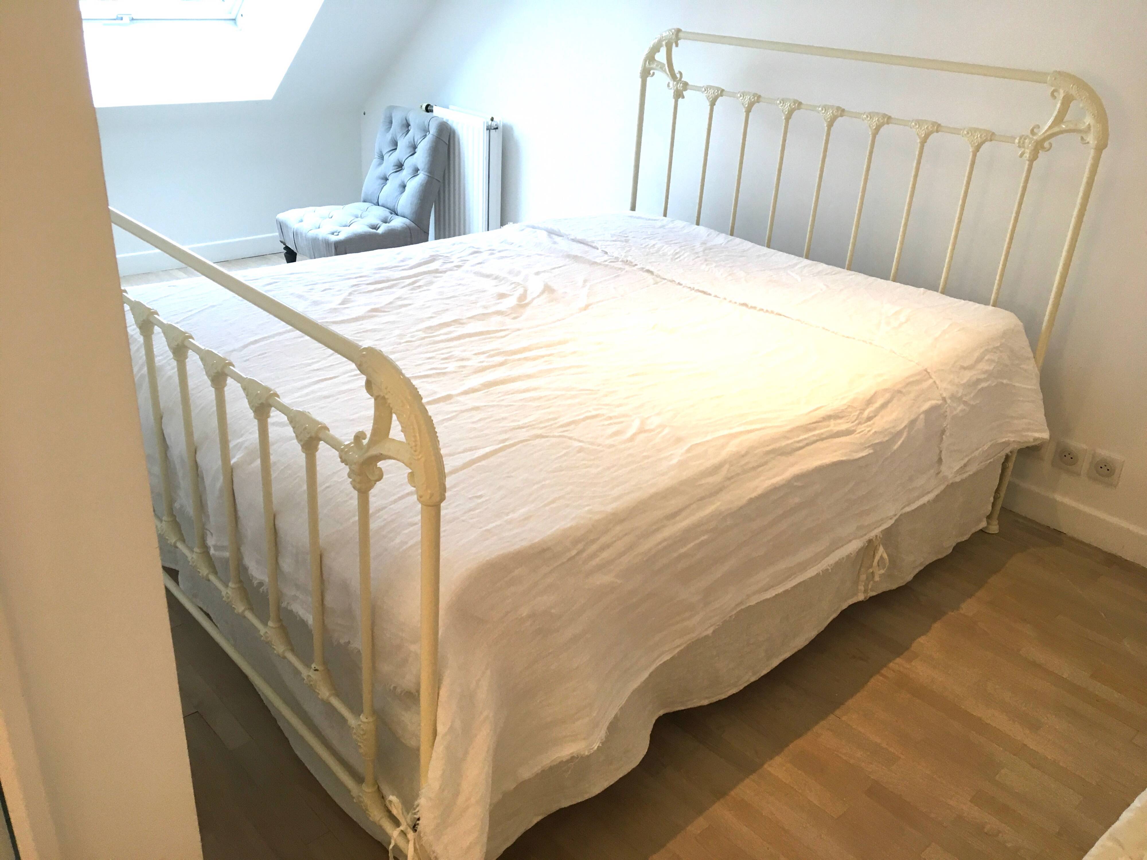 Bed 160 white wrought iron Irish handcrafted Celtic motifs
