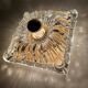 Pair large vintage architectonic wall lamps, 60s, glass