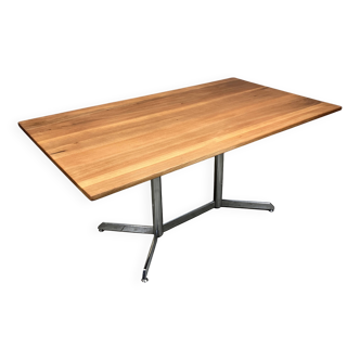 Vintage Industrial Oak Chrome Dining Table Desk