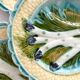 6 asparagus plates in faience barbotine from Salins