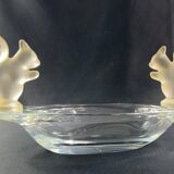 Oblong crystal bowl signed Sèvres decorated with squirrels