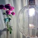 Vintage globe pendant lamp in slightly bubbled glass