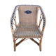 Armchair in wicker rattan and scoubidou