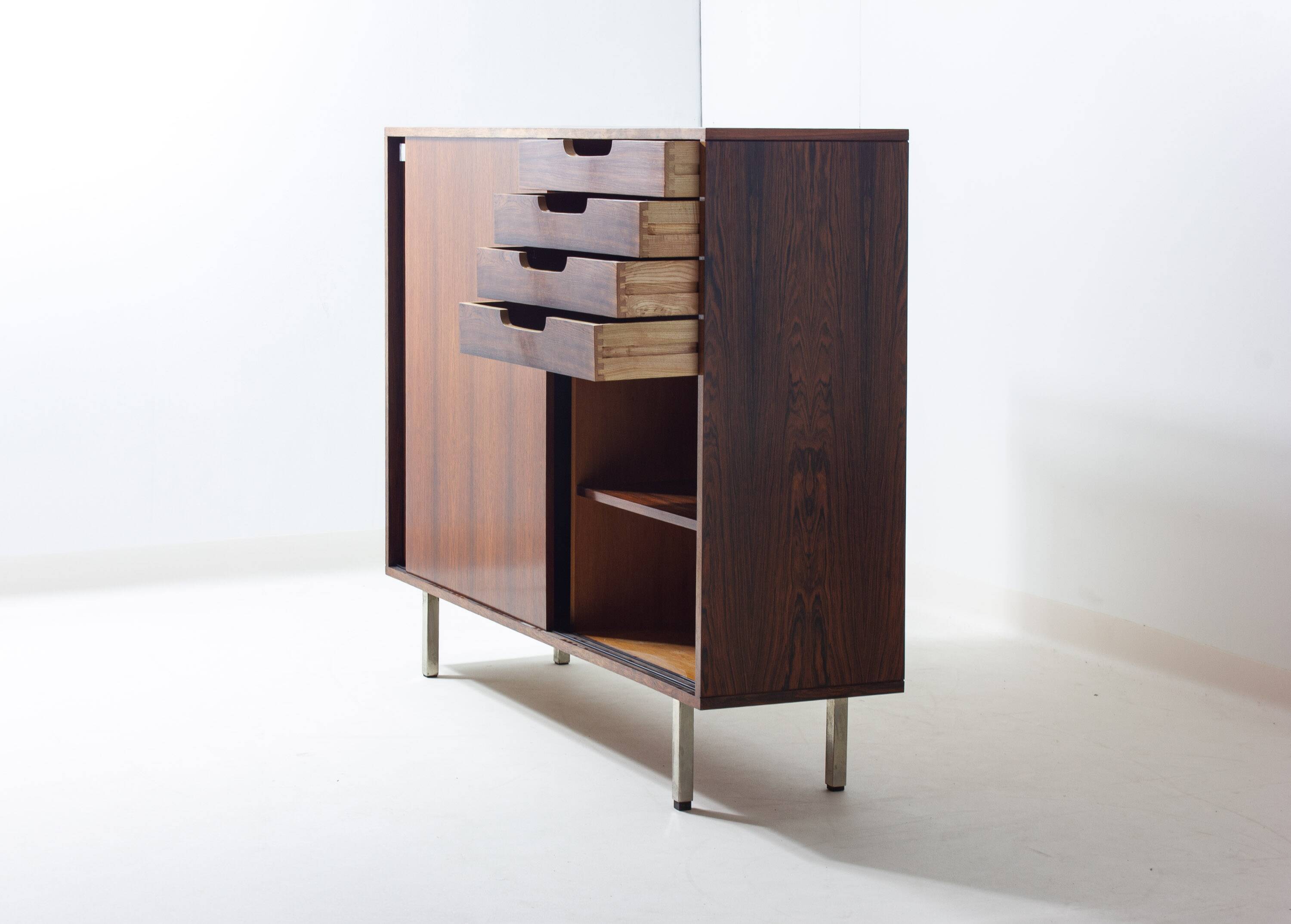 Minimalist storage cabinet in teak by Alfred Hendrickx, 1960