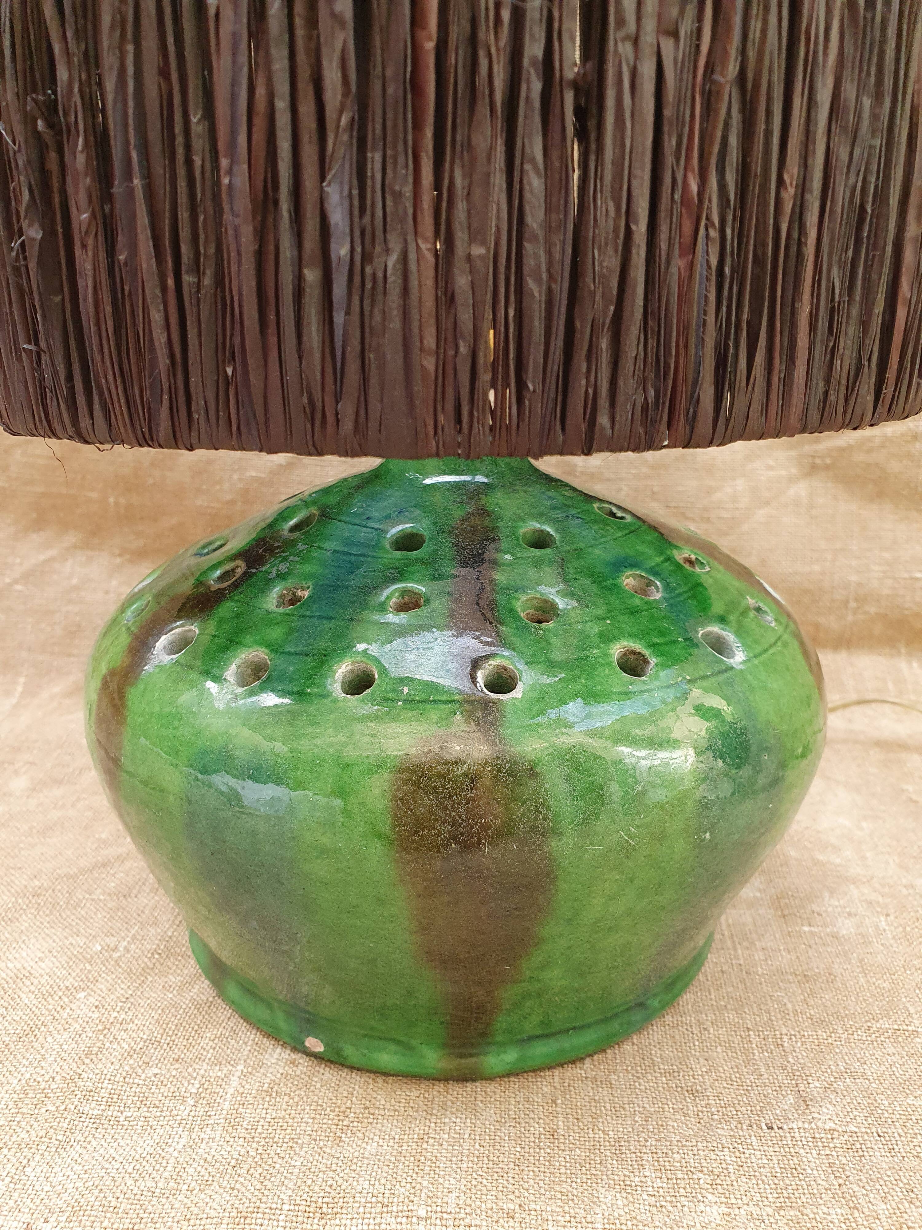 Glazed terracotta lamp