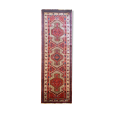 Red vintage persian hamedan rug 1930 handwoven tribal runner 99x337cm