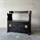 Vintage carved black storage bench – Folk art, early 20th century