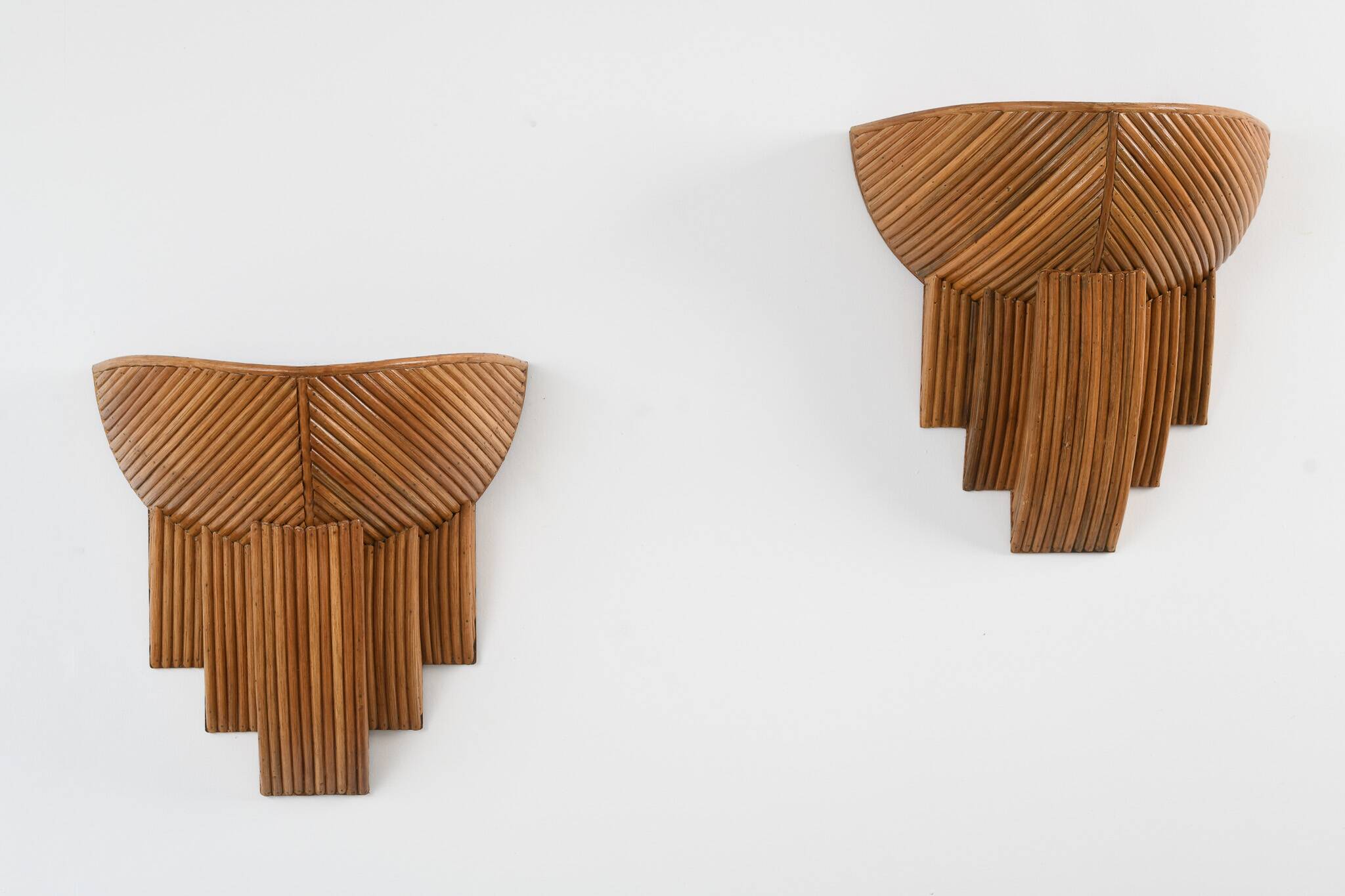 Pair of Rattan Wall Lamps