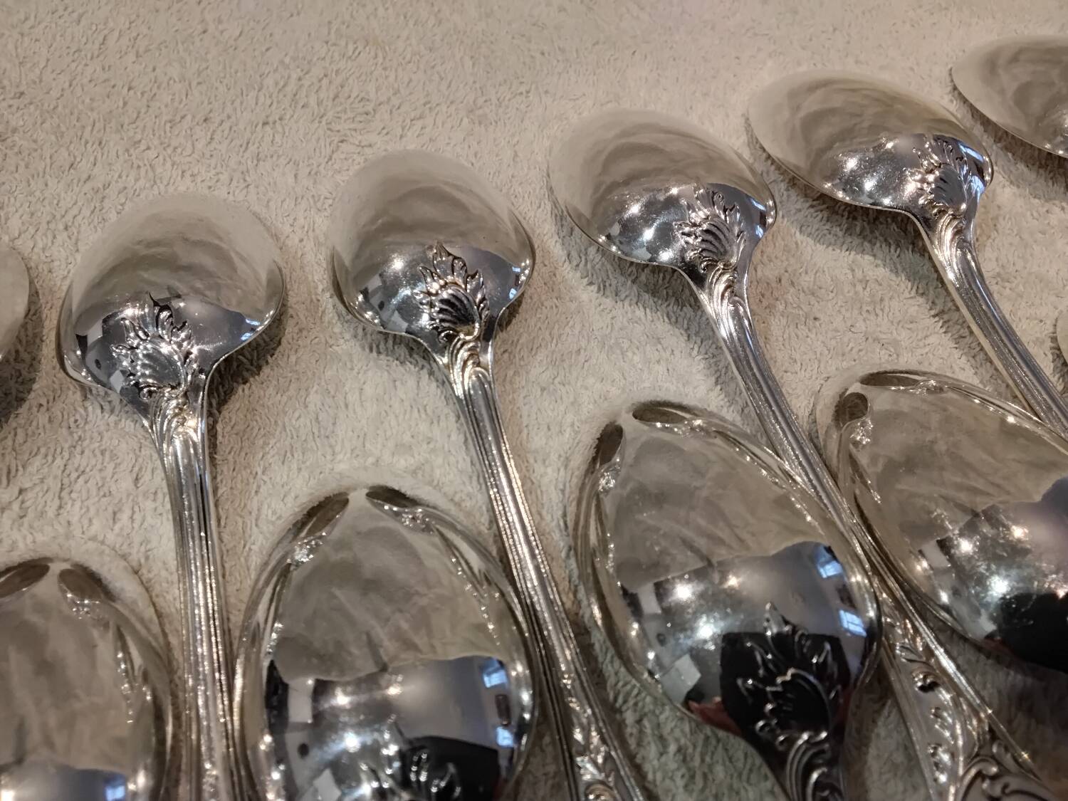 12 silver-plated dessert forks by Christofle Marly, 18.8cm