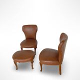 Set of the side chairs and stool for leg, 1950s.