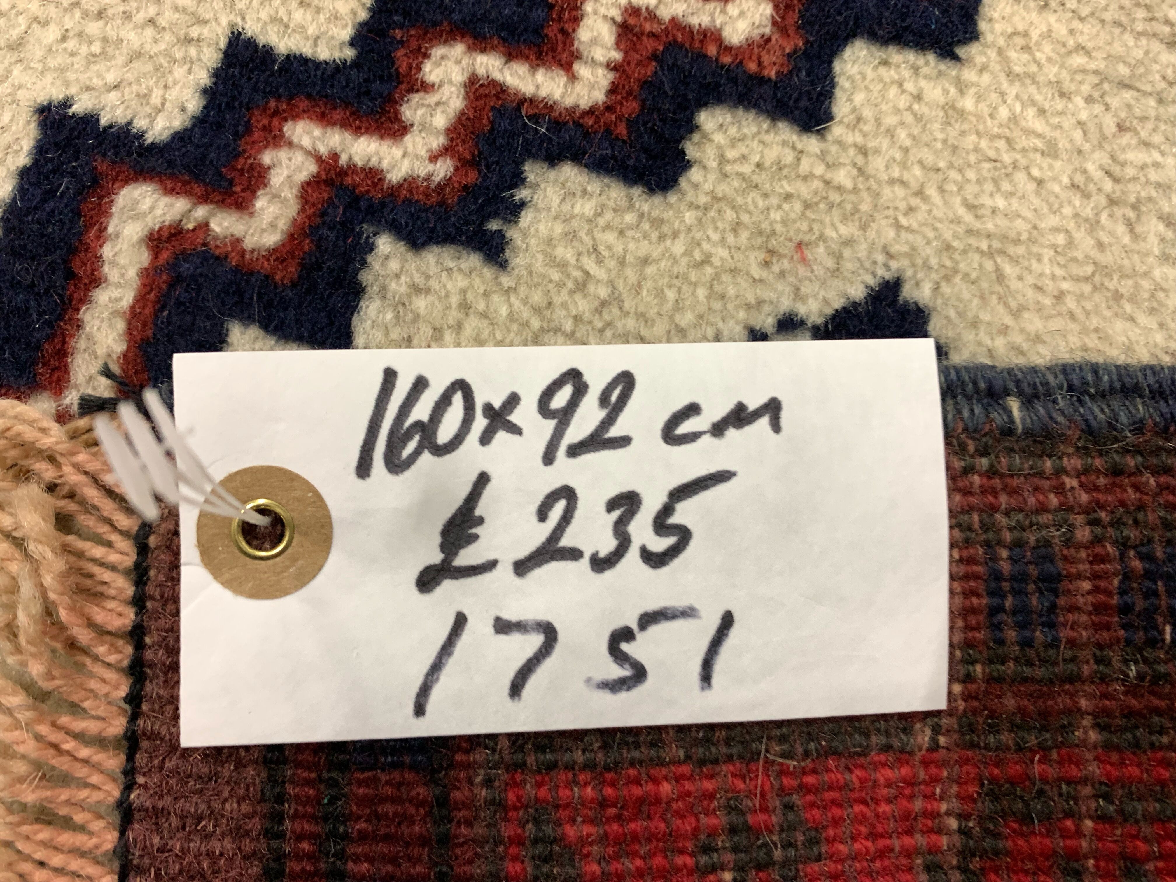 Old Turkish Rug Oriental 160x92 cm vintage tribal carpet, Red and Blue