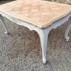 Louis XV style table in cherry wood pickled top and patinated base in light beige