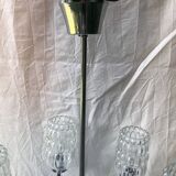6-branched chrome chandelier & glass lampshades