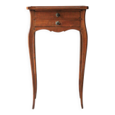Table de nuit vintage, table de chevet 2 tiroirs, bout de canapé, Louis XV