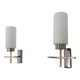 Pair of chrome-plated metal and opaline brass wall lights. 1960s