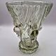 Vintage thick moulded glass/crystal vase Sculptural design Art Deco