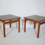 Mid-century side table set teak slate table 60s 70s vintage
