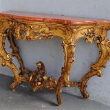 Console Louis XV gold on wooden marble