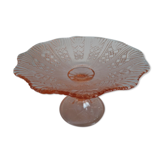 Coupe de fruis en verre rose années 50