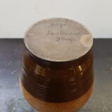 Vase Soulaines Dhuys royer enamelled stoneware brown beige vintage