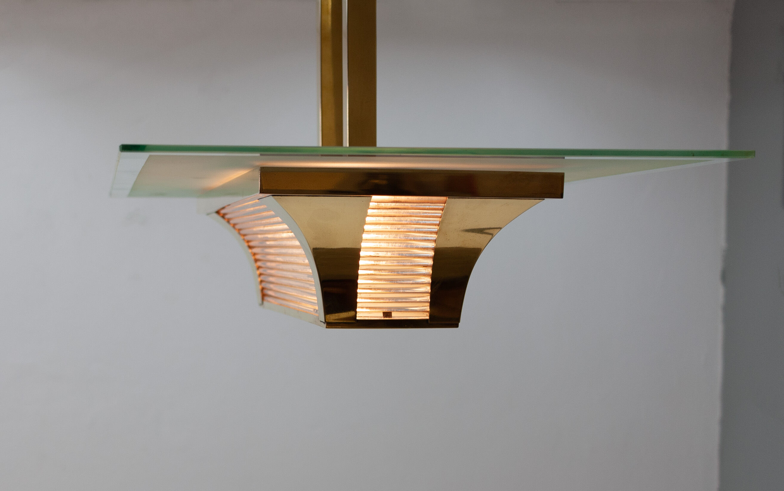 Brass art deco Atelier Petitot ceiling light